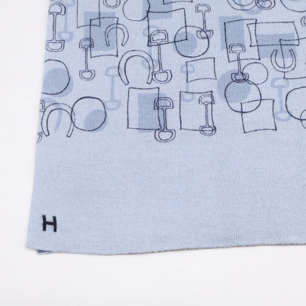 HERMES Blue Silk Scarf - Picture 6 of 8